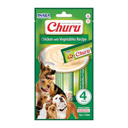 INABA Churu Hundeleckerli Huhn und Thunfisch mit Gemüse Getreidefrei 56 g - 4 x 14 g – Bild 1 von 8