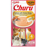 Produktbild von INABA Churu Katzen Leckerlies Lachs und Huhn Creme Paste 56g - 4 x 14 g