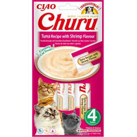 Produktbild von INABA Churu Katzensnack Paste Thunfisch mit Garnele 4x14g - 4 x 14 g