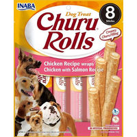 Produktbild von INABA Churu Rolls Hundeleckerli Huhn und Lachs getreidefrei 96 g - 8 x 12 g
