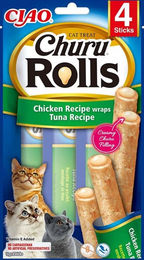 INABA Churu Rolls Katzen Leckerlies Huhn mit Thunfisch 4x10 g getreidefrei - 4 x 10 g – Bild 1 von 10