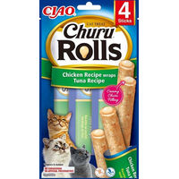 Produktbild von INABA Churu Rolls Katzen Leckerlies Huhn mit Thunfisch 4x10 g getreidefrei - 4 x 10 g