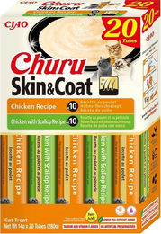 INABA Churu Skin & Coat Cremige Katzenleckerlies Huhn und Jakobsmuscheln 20x14g getreidefrei - 20 x 14 g – Bild 1 von 3