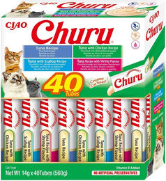 INABA Churu Variety Box Katzen Leckerlies Thunfisch und Huhn Meeresfrüchte Mix getreidefrei 40 x 14 g - 40 x 14 g – Bild 1 von 13