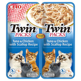 Inaba Ciao Katzen-Leckerli Thunfisch mit Huhn und Jakobsmuscheln in Brühe 2 x 40 g - 2 x 40 g – Bild 1 von 4