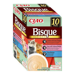 Produktbild von INABA CIAO Katzen Nassfutter Creme Huhn und Thunfisch Bisque mit Rind und Lachs für alle Altersstufen 10 x 40 g