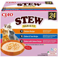 Produktbild von INABA Ciao Stew Katzen-Leckerlis Mix mit Huhn, Thunfisch und Lachs in cremiger Sauce 24x40g