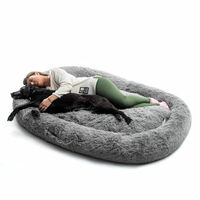 Produktbild von InnovaGoods Cloft Hundebett XXL aus Polyester in Grau, großes Antistress-Hundebett abnehmbar und waschbar