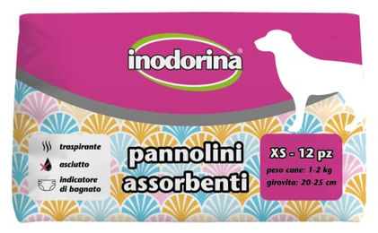 Inodorina Hundewindeln XS mit Nassindikator und Schwanzloch für Hunde 1-2 kg 12 Stück – Bild 1 von 1