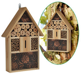 Insektenhotel aus Holz von Haushalt International in Grün und Braun mit Maßen ca. 31 x 10 x 48 cm - 1 Stk. – Bild 1 von 7