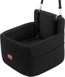 Insma Hunde-Autositz und Hundebett mit erhöhtem Rand aus Fleece in Schwarz für Hunde bis 15 kg – Bild 1 von 5