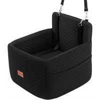 Produktbild von Insma Hunde-Autositz und Hundebett mit erhöhtem Rand aus Fleece in Schwarz für Hunde bis 15 kg