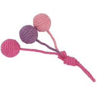 Produktbild von Interaktives Katzen-Spielzeug aus Sisal mit hängenden Bällen in Rosa und Lila