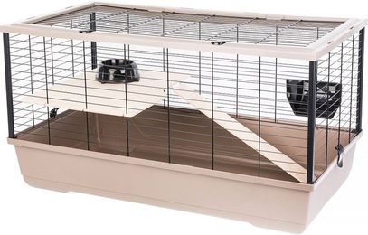 INTERZOO Bunny 100 De Luxe Nagerkäfig für Meerschweinchen und Hamster mit Zubehör 100 cm mokka – Bild 1 von 2