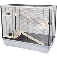 Produktbild von INTERZOO FREDDIE + WOOD Nagetierkäfig aus Holz Grau 100 cm
