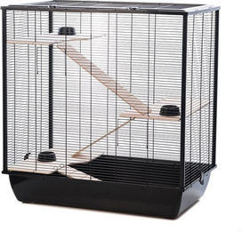 INTERZOO Frodo + Wood Nagerkäfig für Hamster und Meerschweinchen aus Holz 78 cm Schwarz – Bild 1 von 2