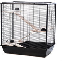 Produktbild von INTERZOO Frodo + Wood Nagerkäfig für Hamster und Meerschweinchen aus Holz 78 cm Schwarz