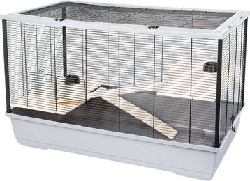 Produktbild von INTERZOO Harry + Wood Meerschweinchenkäfig aus Holz in Weiß 100 cm