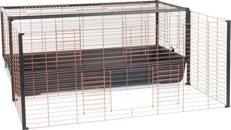 Produktbild von Interzoo Kaninchenkäfig 120 mit Erweiterung aus Kunststoff für Kaninchen und Meerschweinchen L 118 x B 116 x H 50 cm