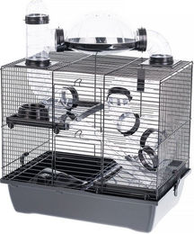 INTERZOO Rocky + Terrace Hamsterkäfig für Hamster und Mäuse aus Kunststoff Schwarz 42 cm – Bild 1 von 2