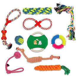 Intirilife 10er Set Kauspielzeug aus Baumwolle für Hunde und Katzen in Bunt – Bild 1 von 13