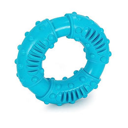Intirilife Hunde Kauspielzeug Kauring aus Gummi in Blau für die Zahnpflege 12,5 x 4 cm – Bild 1 von 5