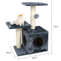 INTIRILIFE Kratzbaum für Katzen in Grau mit Aussichtsplattformen, Höhlen und Sisal-Kratzstangen 45 x 30 x 70 cm – Bild 1 von 6