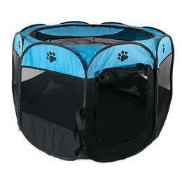 Intirilife Laufstall für Hunde und Katzen aus Oxford-Gewebe Blau 77 x 58 cm faltbar mit Tragetasche – Bild 1 von 5