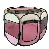 Produktbild von Intirilife Laufstall für Hunde und Katzen aus Oxford-Gewebe in Pink 77 x 58 cm faltbar mit Tragetasche