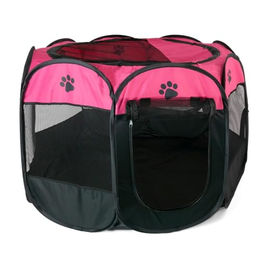 Intirilife Laufstall für Hunde und Katzen aus Oxford-Gewebe in Pink mit Pfoten-Design, faltbar, 77 x 58 cm – Bild 1 von 5