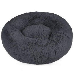INTIRILIFE Plüsch Haustierbett für Hunde und Katzen in Dunkelgrau Durchmesser 60 cm - 60 cm – Bild 1 von 6
