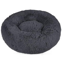 Produktbild von INTIRILIFE Plüsch Haustierbett für Hunde und Katzen in Dunkelgrau Durchmesser 60 cm - 60 cm
