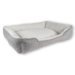 INTIRILIFE Plüsch Haustierbett für Hunde und Katzen in Grau 60 x 47 x 13 cm mit rutschfester Unterseite – Bild 1 von 6
