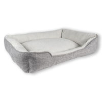 Produktbild von INTIRILIFE Plüsch Haustierbett für Hunde und Katzen in Grau 60 x 47 x 13 cm mit rutschfester Unterseite
