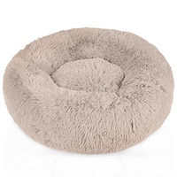 Produktbild von INTIRILIFE Plüsch Hundebett und Katzenbett in Beige Durchmesser 60 cm mit rutschfester Unterseite - 60 cm