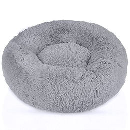 INTIRILIFE Plüsch Hundebett und Katzenbett in Hellgrau mit rutschfester Unterseite Durchmesser 60 cm - 60 cm – Bild 1 von 5