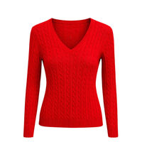 Produktbild von Isabell Werth Damen Pullover mit V-Ausschnitt aus Wolle in Rot