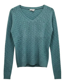 Produktbild von Isabell Werth Damen Pullover mit V-Ausschnitt aus Wolle in Türkis