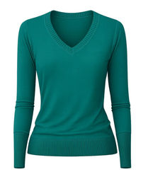 Produktbild von Isabell Werth Pullover mit V-Ausschnitt aus Wolle in Teal Blue