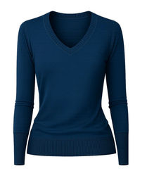 Produktbild von Isabell Werth Pullover mit V-Ausschnitt Blue Ashes aus Wolle in Blau