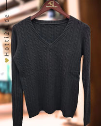 Produktbild von Isabell Werth Pullover mit Zopfstrickmuster aus Kaschmir-Mix in Schwarz