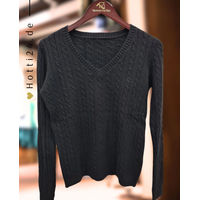 Produktbild von Isabell Werth Pullover mit Zopfstrickmuster aus Kaschmir-Mix in Schwarz