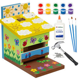 ITA DIY Futterhaus für Eichhörnchen aus Holz zum Zusammenbauen und Bemalen mit Hammer, Nägeln und bunten Farben als Bastelset für Kinder – Bild 1 von 6