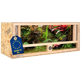 ITA Holz Terrarium 100x40x40 cm aus FSC zertifiziertem OSB-3 Holz mit Frontbelüftung und integriertem Hygrometer für Reptilien, Schlangen und Spinnen – Bild 1 von 6