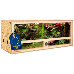 ITA Holz Terrarium 100x40x40 cm aus FSC zertifiziertem OSB-3 Holz mit Seitenbelüftung und integriertem Hygrometer für Reptilien, Schlangen und Amphibien – Bild 1 von 6