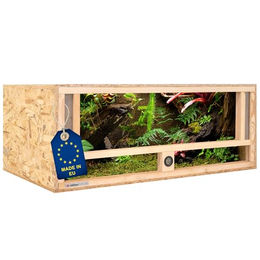 ITA Holz Terrarium 100x50x40 cm aus FSC zertifiziertem Holz mit Frontbelüftung und integriertem Hygrometer für Reptilien, Schlangen und Amphibien – Bild 1 von 6