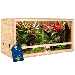 ITA Holz Terrarium 100x50x50 cm aus FSC zertifiziertem OSB-3 Holz mit Seitenbelüftung und integriertem Hygrometer für Reptilien, Schlangen und Amphibien – Bild 1 von 6