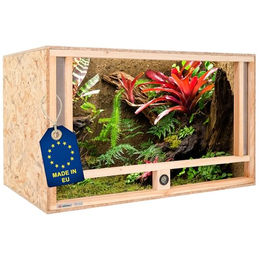 ITA Holz Terrarium 100x60x60 cm aus FSC zertifiziertem OSB-3 Holz mit Frontbelüftung und integriertem Hygrometer für Reptilien, Schlangen und Amphibien – Bild 1 von 6