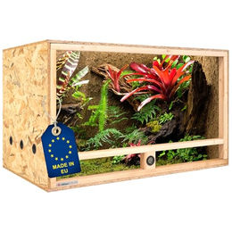 ITA Holz Terrarium 100x60x60 cm aus FSC zertifiziertem OSB-3 Holz mit Seitenbelüftung und integriertem Hygrometer für Reptilien, Schlangen und Amphibien – Bild 1 von 6