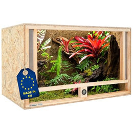 ITA Holz Terrarium 120x60x60 cm aus OSB-3 Platten mit Frontbelüftung und integriertem Hygrometer für Reptilien, Schlangen und Amphibien FSC Zertifiziert – Bild 1 von 6